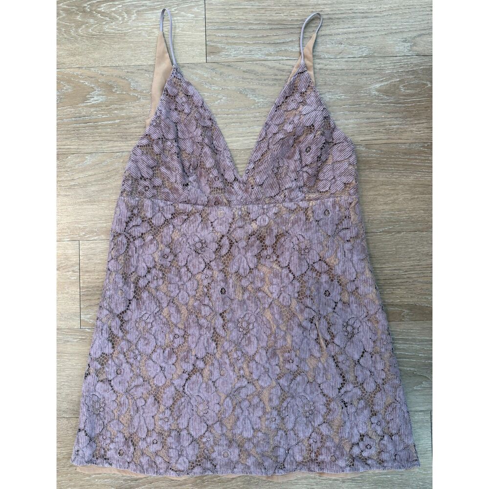 Free People Purple Corduroy Lace Floral Dress Size 12